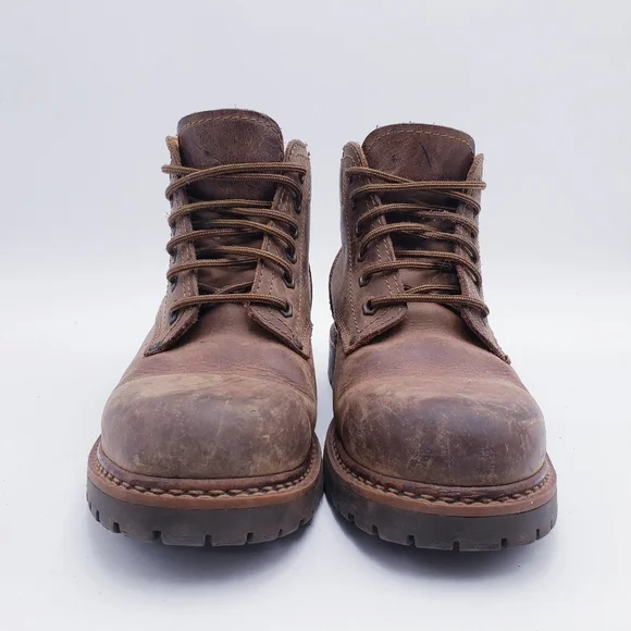 Vintage 90s Y2K American Eagle Combat Boots Brown Leather Lace Up Women's Size 9 - Picture 3 of 9
